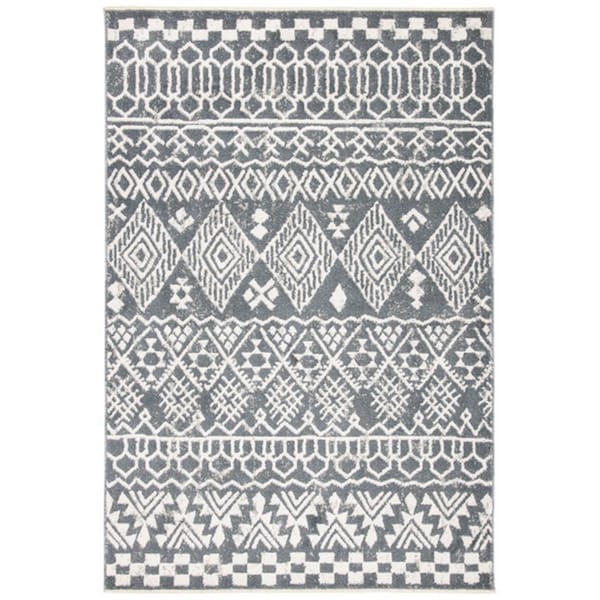 Safavieh 9 x 12 ft. Pyramid Global Rectangle Power Loomed Rug Ivory & Charcoal PYR205A-9 - main